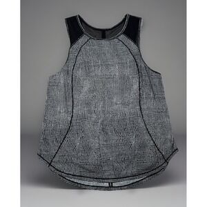 Lululemon Sculpt Tank Top Splatter White Reptile Black Mesh Dot Size 8